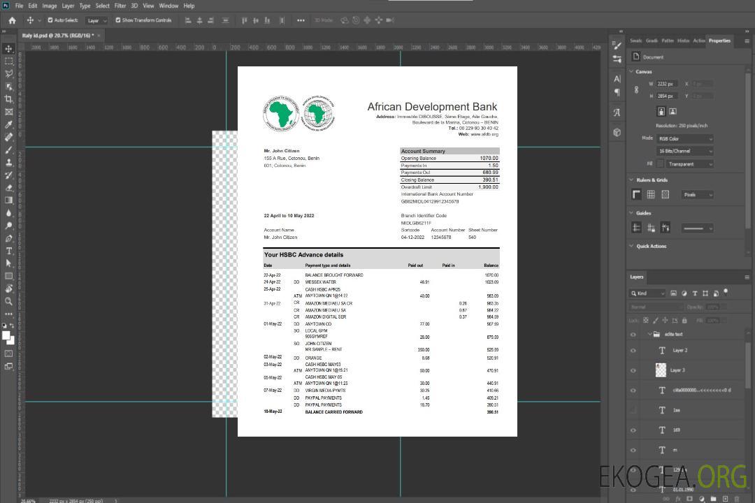 Bénin Déclaration de la Banque africaine de développement xls template